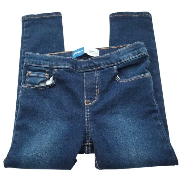 Old Navy Toddler Girl 5T Skinny Jeans Adjustable Waist Pull-On Dark Wash - Picture 1 of 8